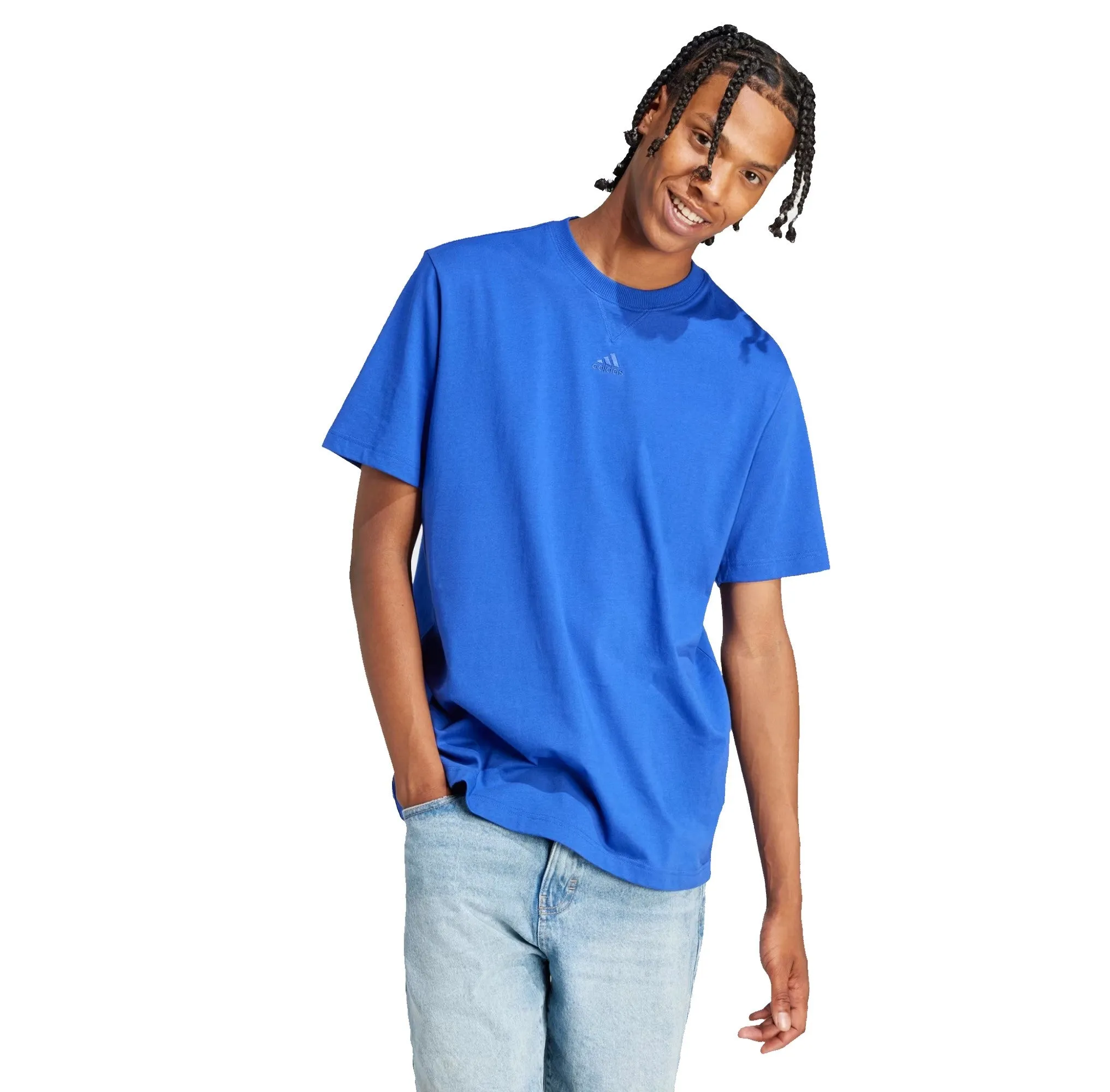 ADIDAS TEE SHIRT GRANDE LONGUEUR Bleu