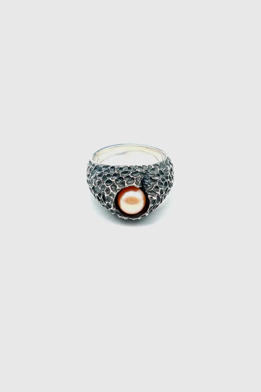 Bague texture perle d'eau douce orange
