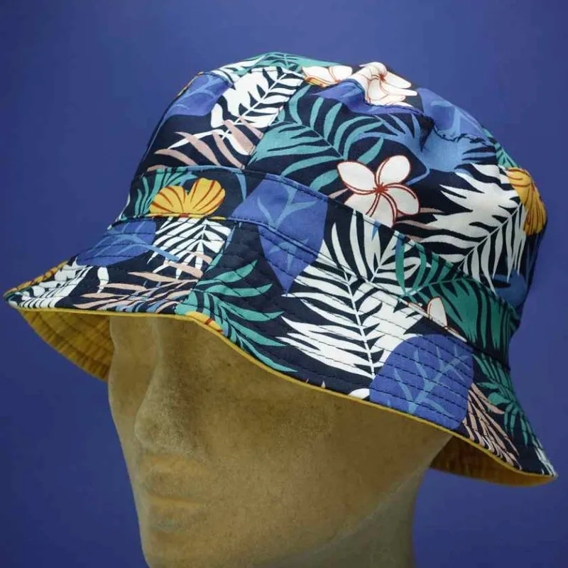 Bob réversible en coton coloris moutarde | Chapeau d'été femme