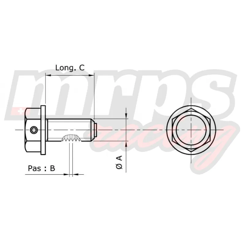 Bouchon de vidange huile moteur aluminium prépercé Tecnium M19x1.5 x 14mm