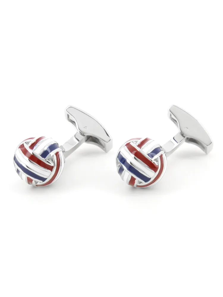 Boutons de manchette boules bleu, blanc, rouge Cambon