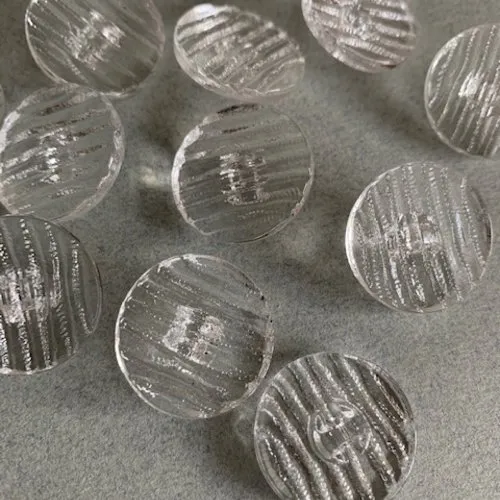Boutons en verre, à pied, tchèque, cristal transparent, 23 mm de diamètre, strié, couture, pull, vente à l'unité