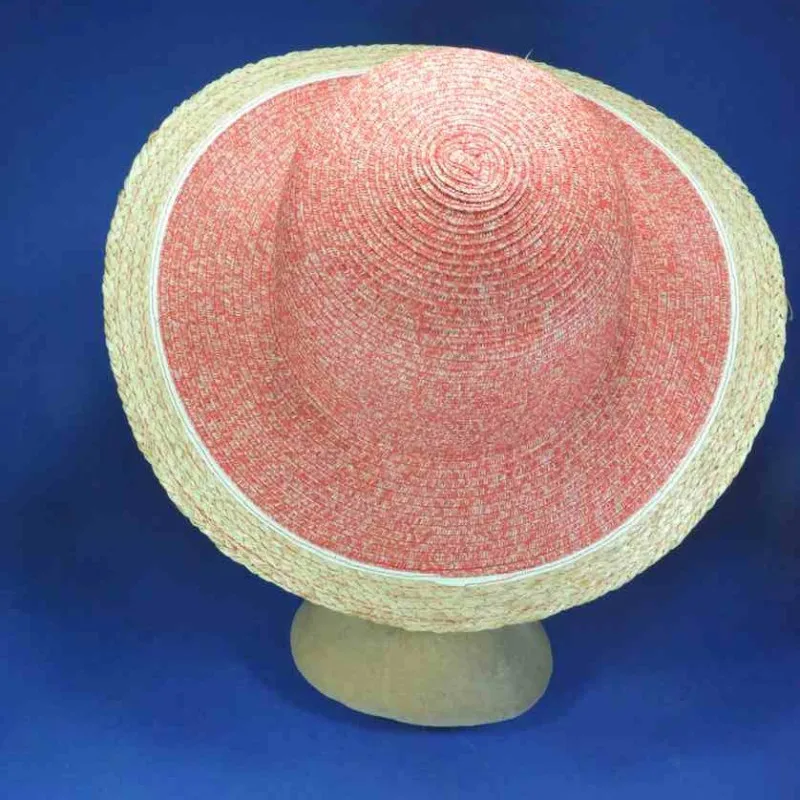 Capeline bicolore, couleur rouge, fibres végétales paille | Pour femme