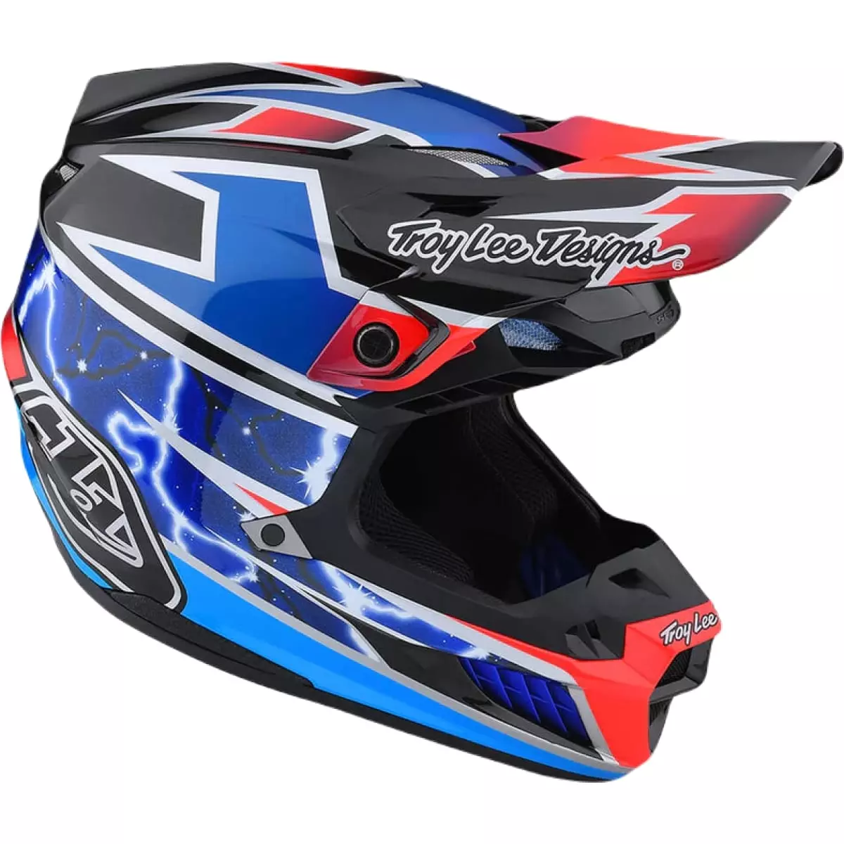 Casque Troy Lee Designs SE5 Composite Lightning Bleu Rouge - Casque Cross