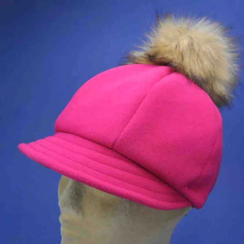 Casquette polaire fuchsia avec pompon | Chapeau d'hiver femme