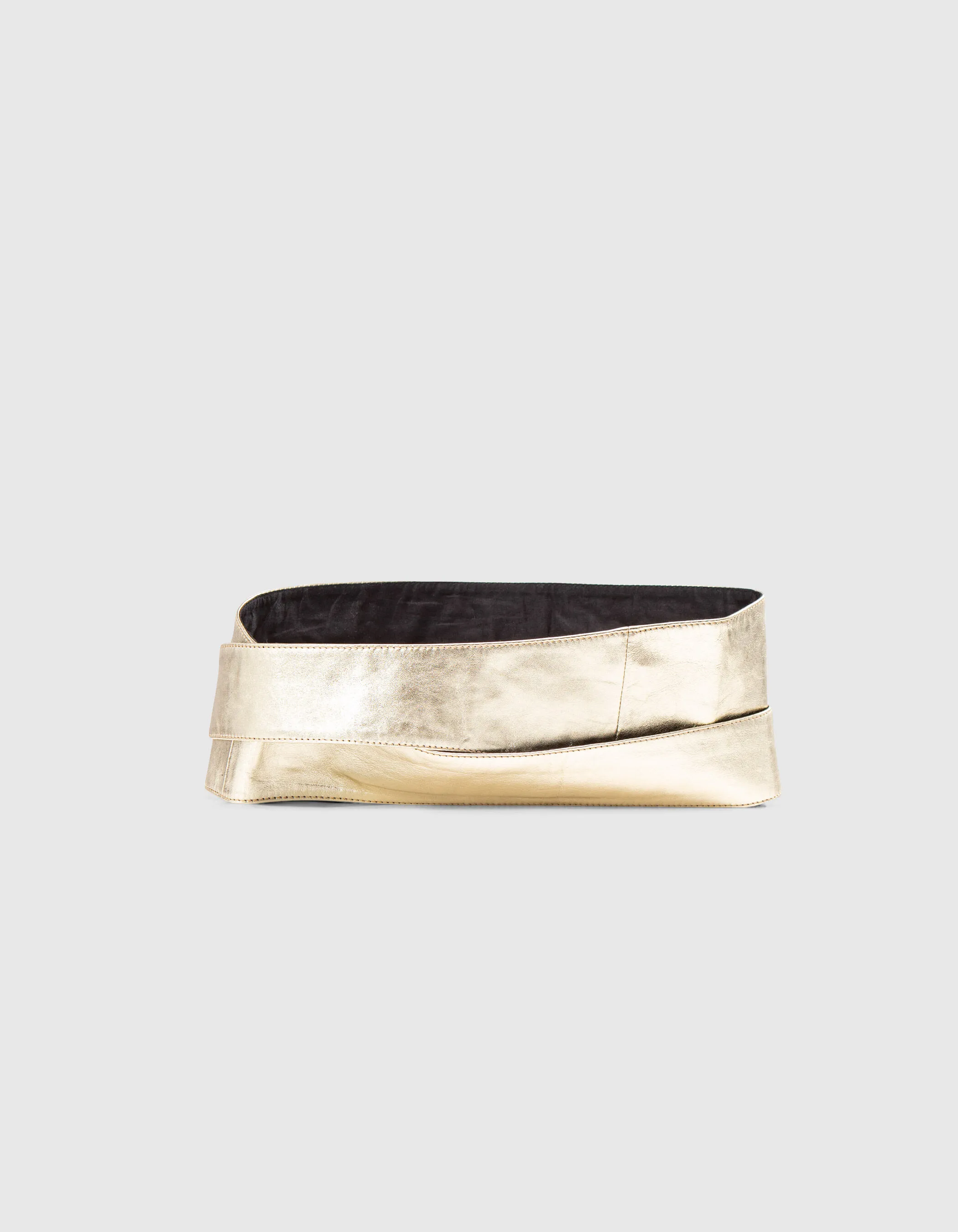 Ceinture robe cuir doré métallisé à nouer Femme