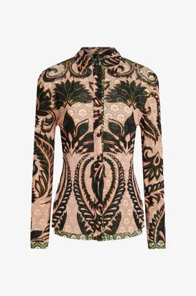 Chemise cintrée en tulle imprimé Angkor & Aurea