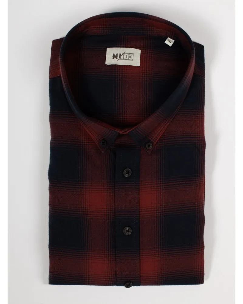 Chemise flanelle MN03 grande taille à carreaux bordeaux - Size-factory