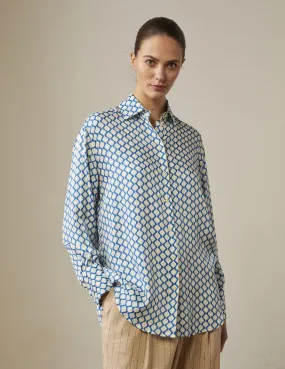 Chemise oversize Mathilde imprimée bleue
