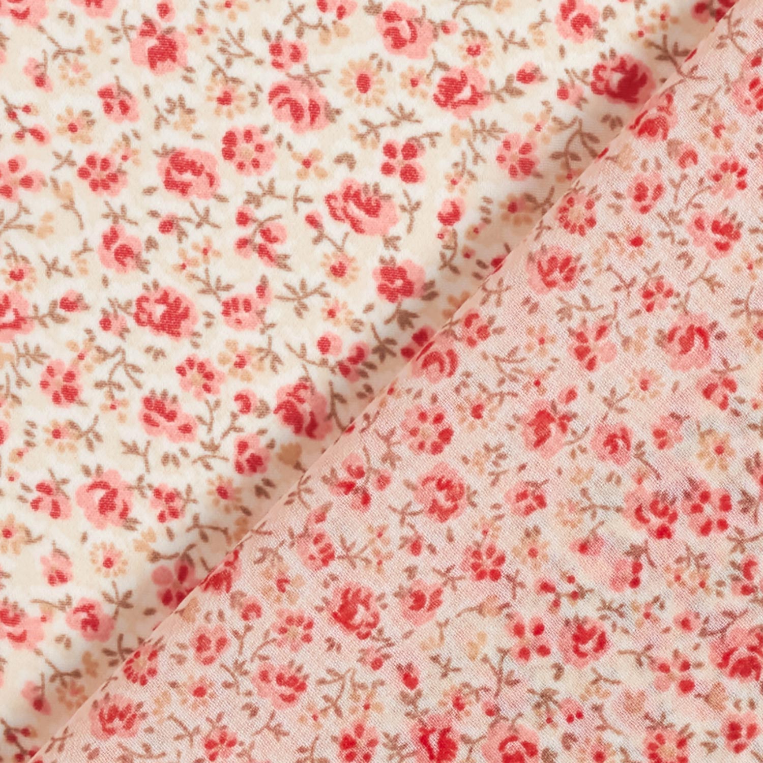Chiffon Mille-fleurs – écru/rouge feu