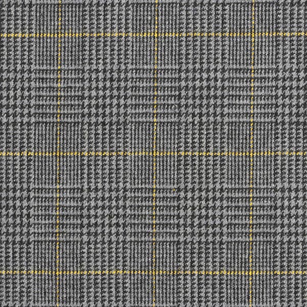 Drap de laine Prince de Galles – gris foncé/jaune