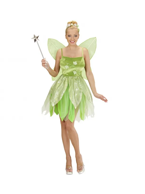 Déguisement fée, femme vert (robe, ailes)