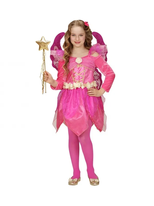 Déguisement Fée fille rose (robe, ailes)