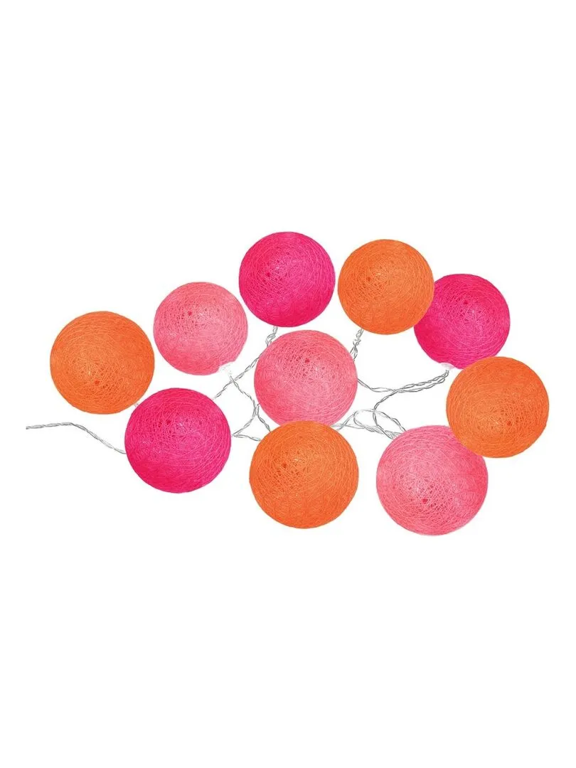 Guirlande LED solaire 10 boules rose - Blanc