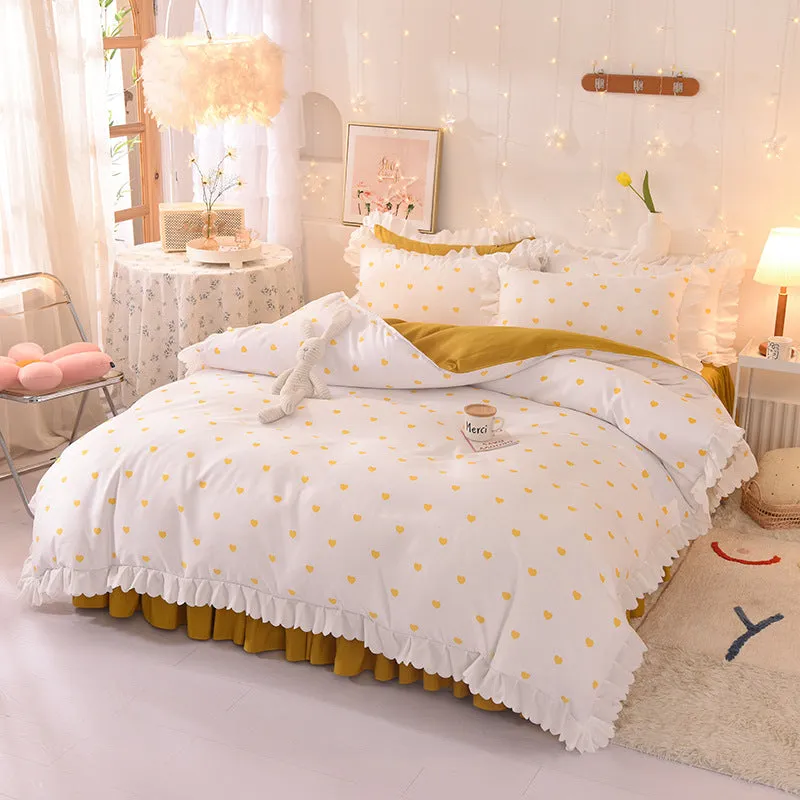 Housse De Couette A Pois Brossé Style Princesse Vintage