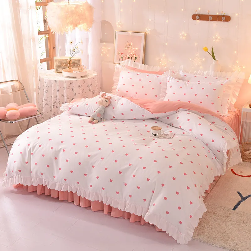 Housse De Couette A Pois Brossé Style Princesse Vintage