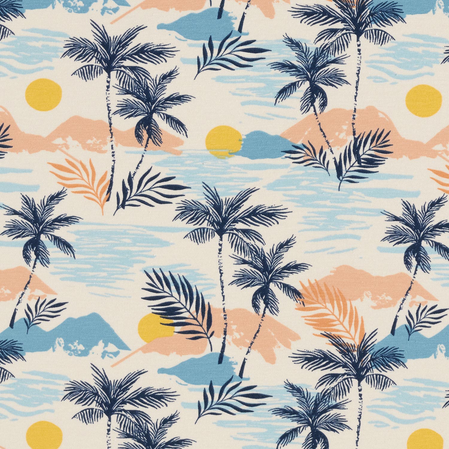 Jersey coton Hawaii-Feeling Impression numérique – crème