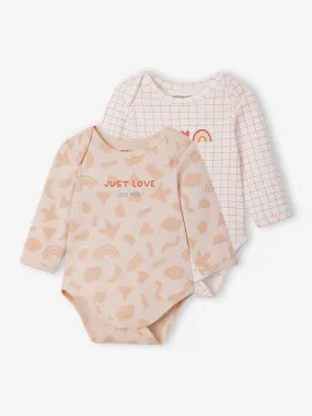 Lot de 2 bodies "coeur" bébé en coton biologique écru - Vertbaudet