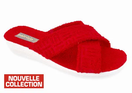 Mule ouverte toile éponge coton