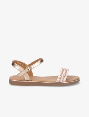 Nu-pieds à bride à strass - Rose gold