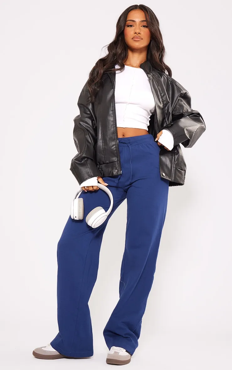Petite Pantalon droit en jersey bleu nuit 