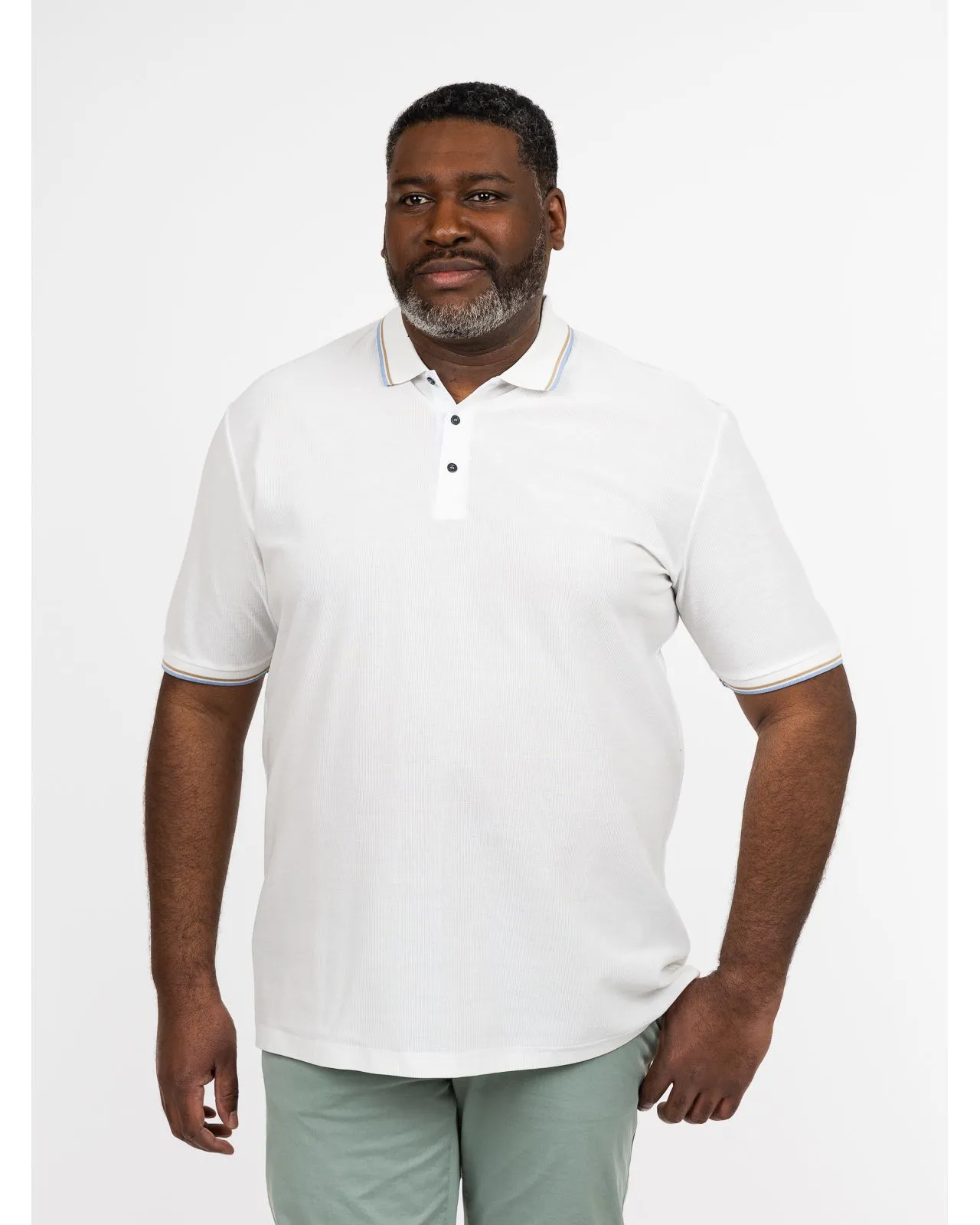Polo gaufré mercerisé grande taille écru - Size-factory