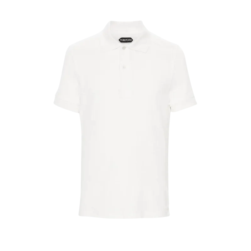 Polo manche courte coton mélangé éponge blanc
