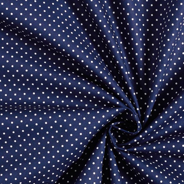 Popeline coton Petits pois – bleu marine/blanc