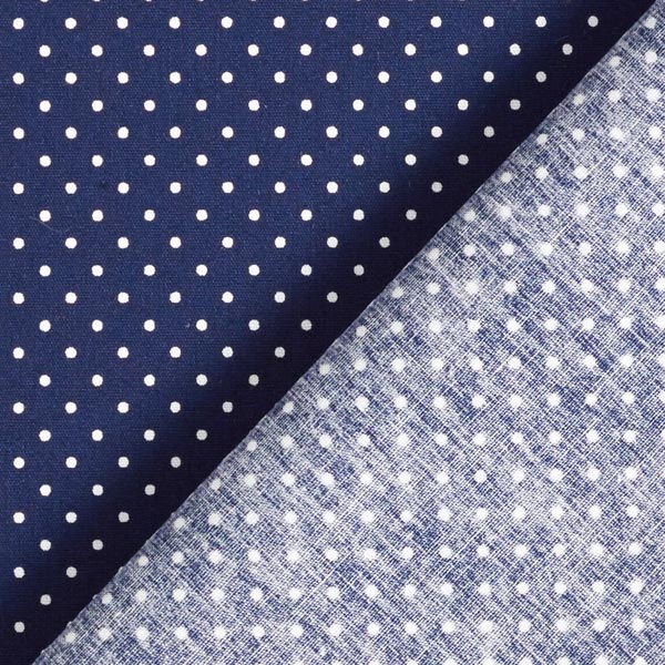Popeline coton Petits pois – bleu marine/blanc