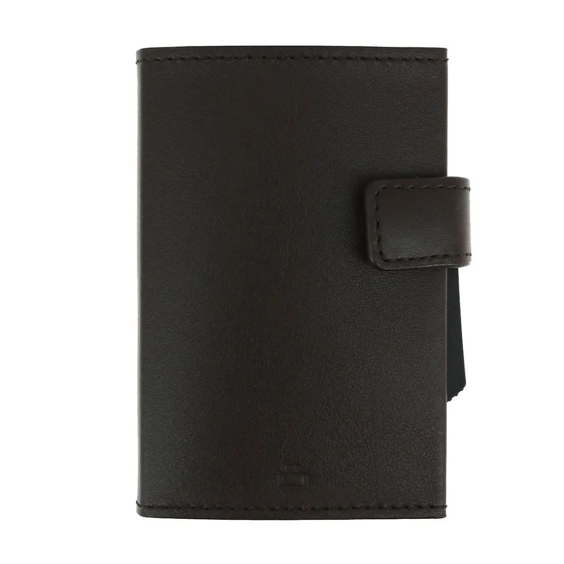 Porte carte Cascade, Aluminium et cuir marron, Ogon Design.