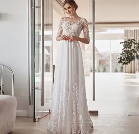 Robe de mariée De plein air Naturel taille Gaze Luxueux Longueur ras du Sol