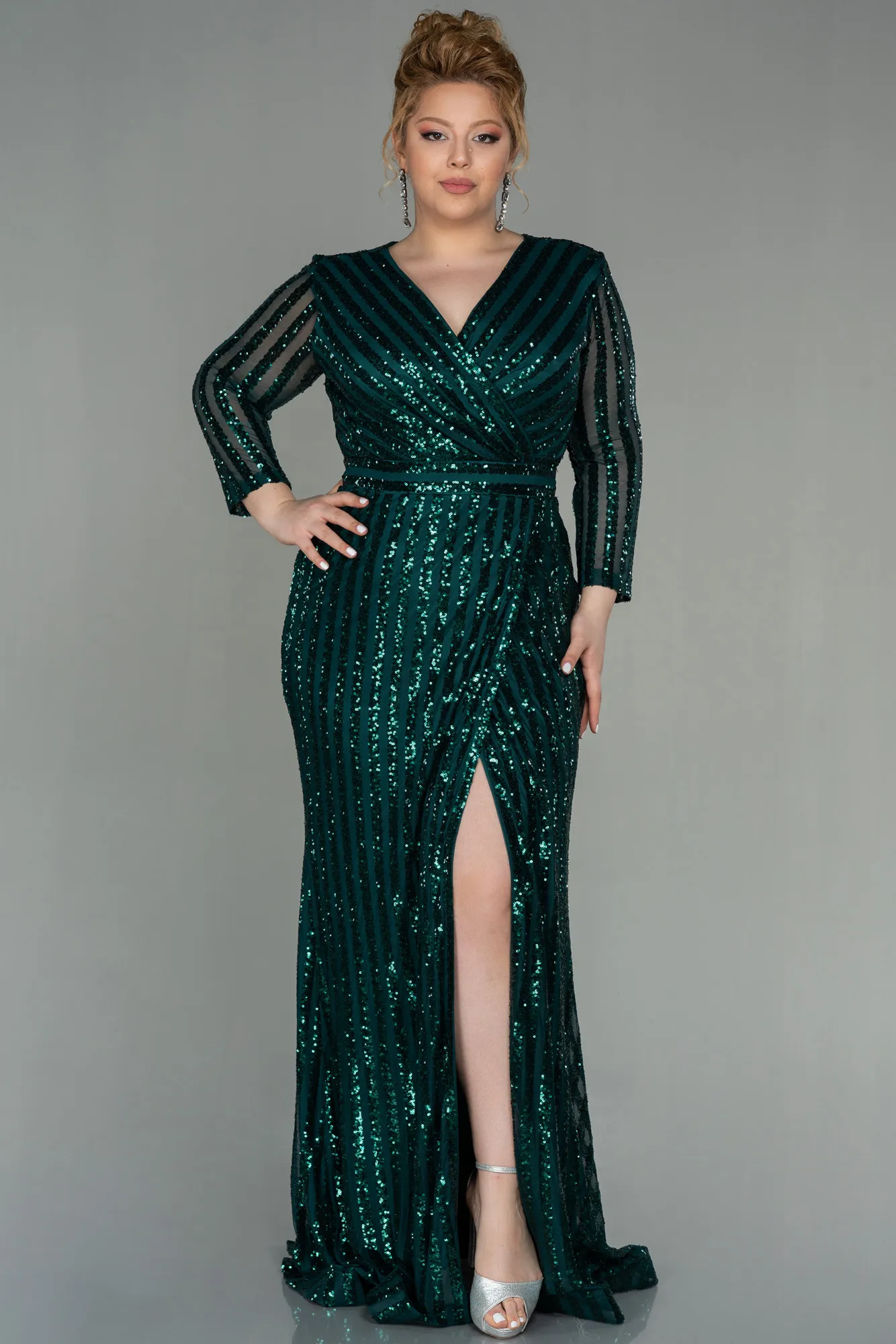 Robe de Soirée en Velours Longue Rouge Bordeaux ABU1043