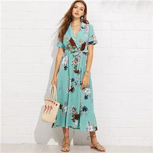 Robe Longue Bohème Turquoise