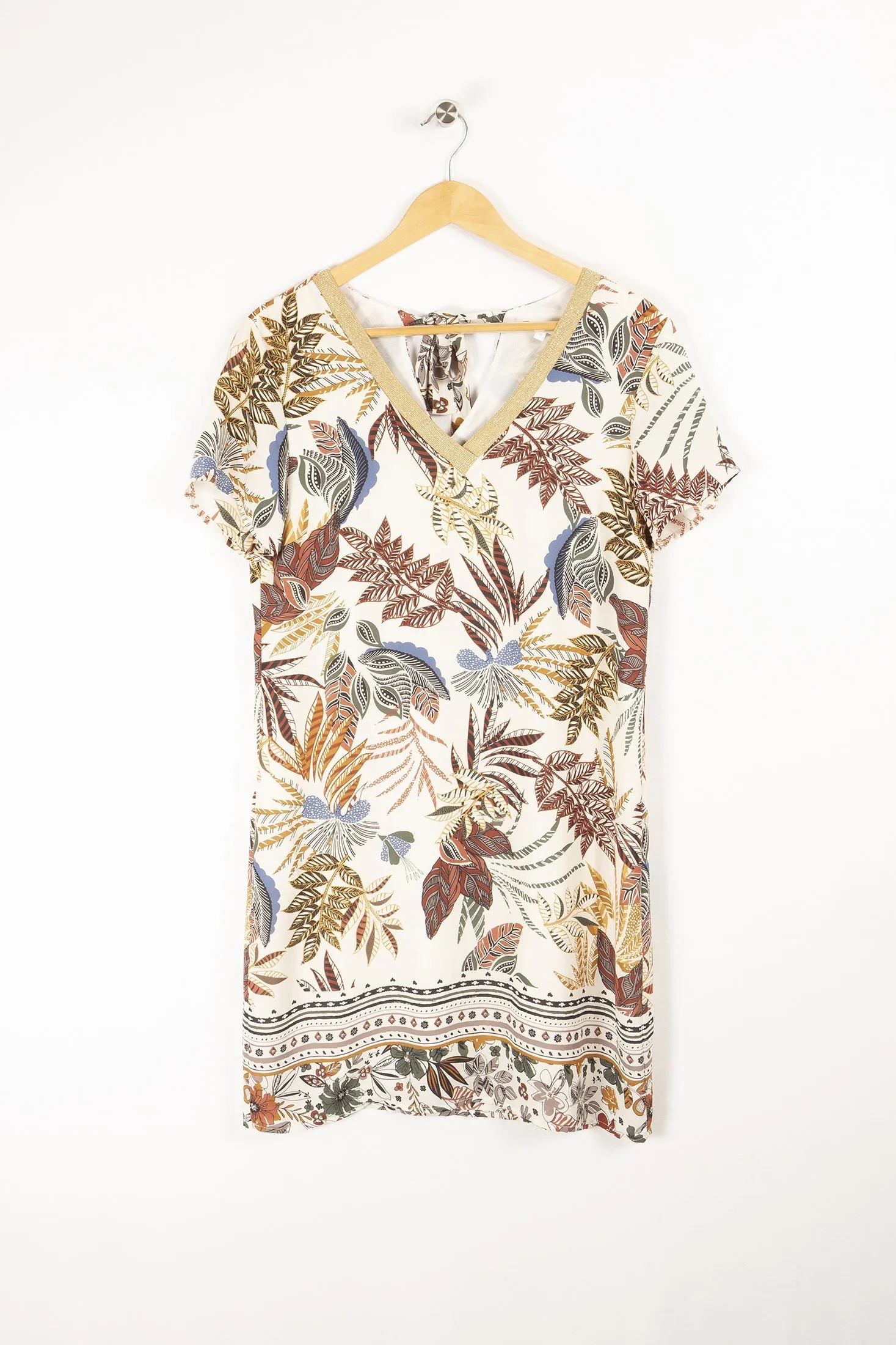 Robe manches courtes imprimé feuilles - M/38