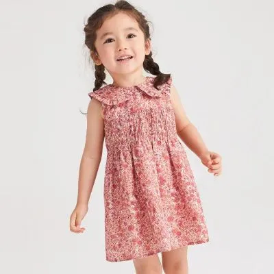 Robe sans manches imprimé fleuri pour filles