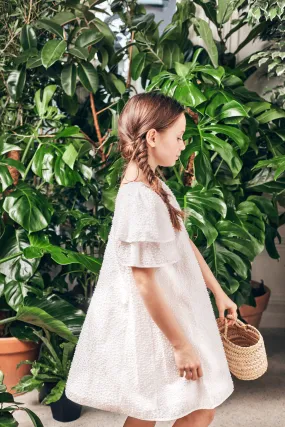 Robe Tartine et Chocolat blanche broderies boules 4 ans