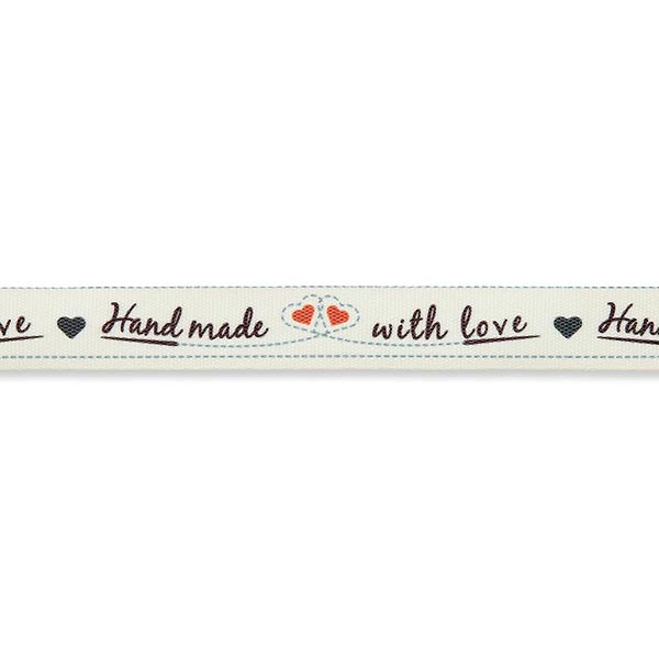 Ruban Handmade with Love [ 15 mm ] – écru/rouge