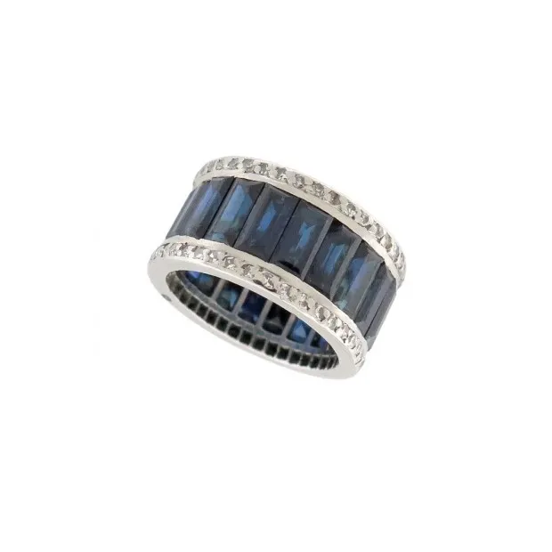 SANS MARQUE BAGUES bandeau 20 saphirs baguettes et 100 diamants