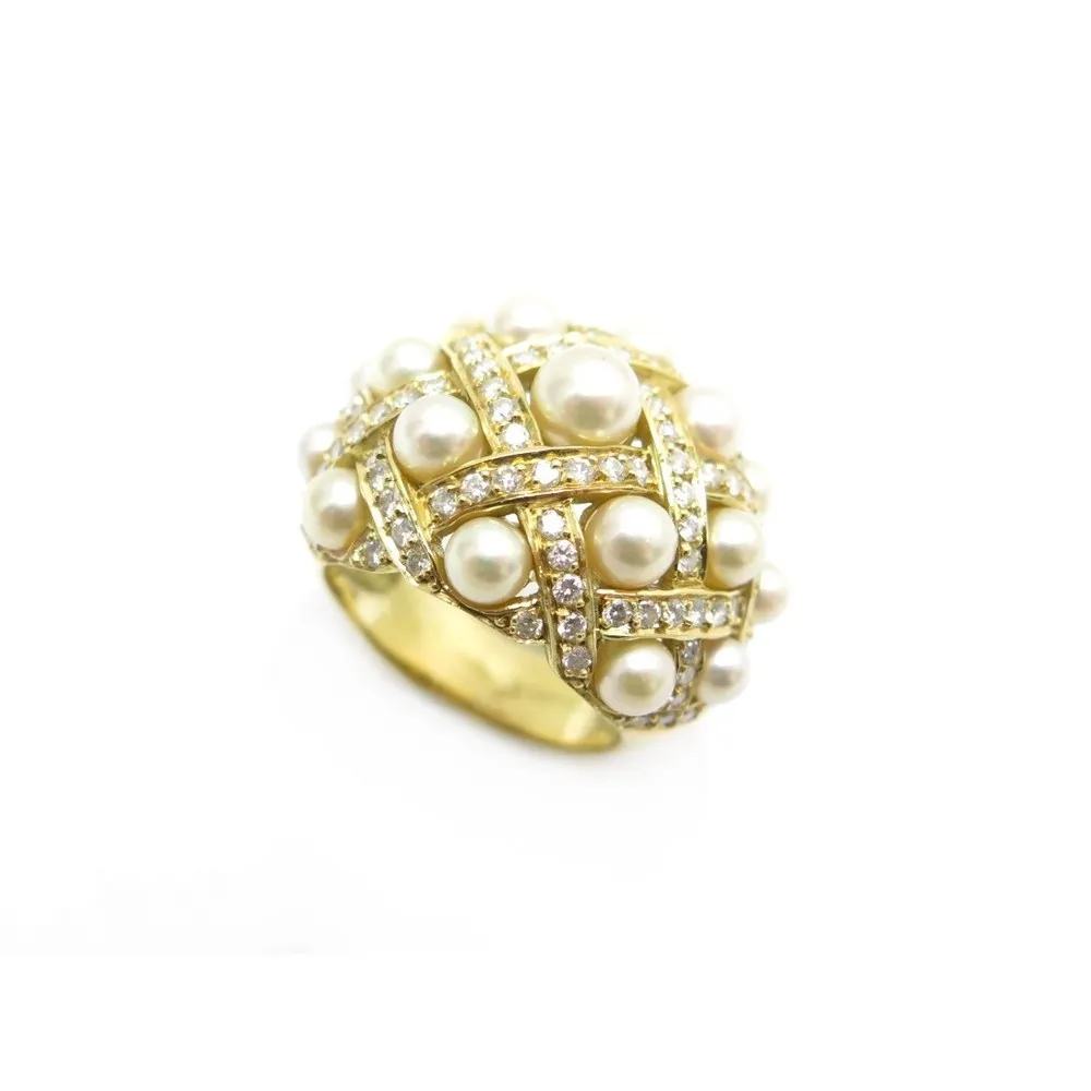 SANS MARQUE BAGUES sertie 116 diamants 1.28ct & perles