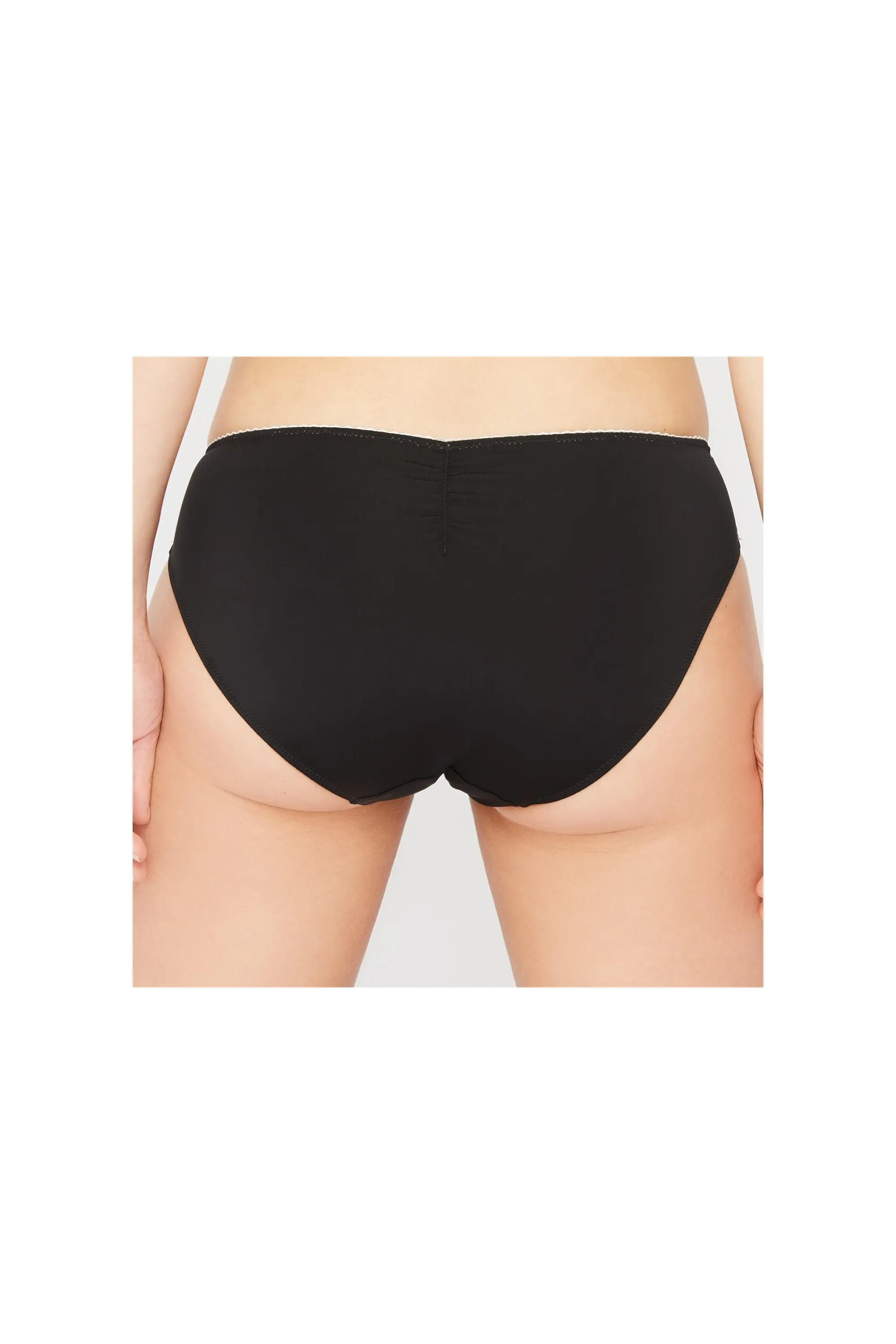 Slip en micro et tulle brodé esprit couture TRESSAGE noir