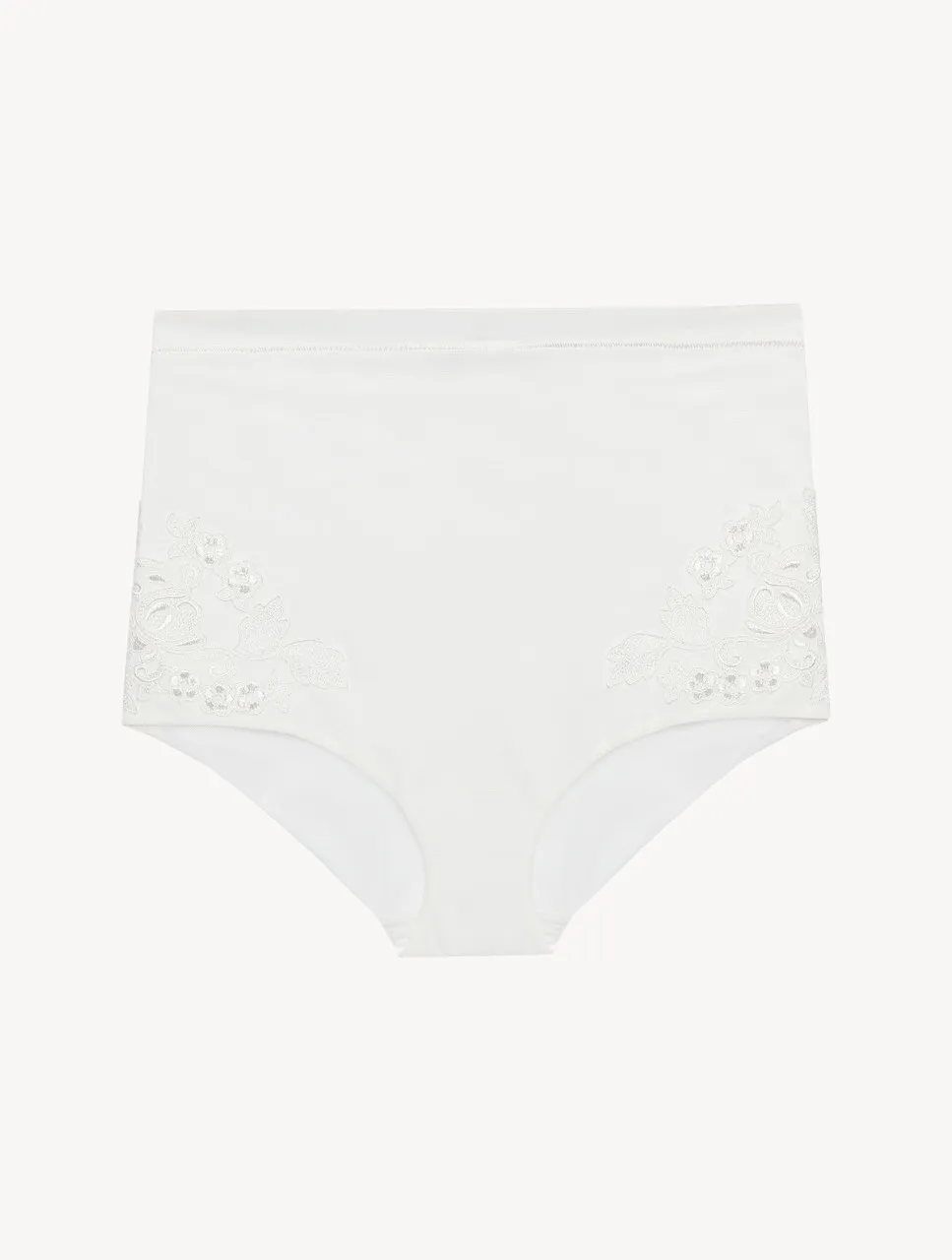 Slip taille haute en tulle stretch blanc cassé