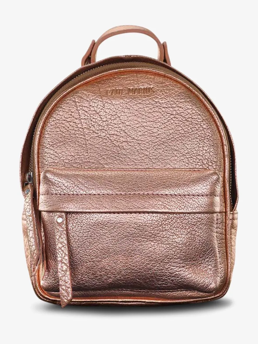 SMALL LEATHER BACKPACK PINK,GOLD LeMini Intrépide - Rose Gold