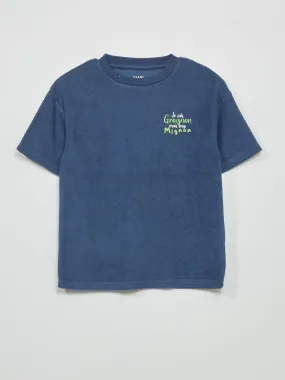 T-shirt large en éponge manches courtes - Bleu