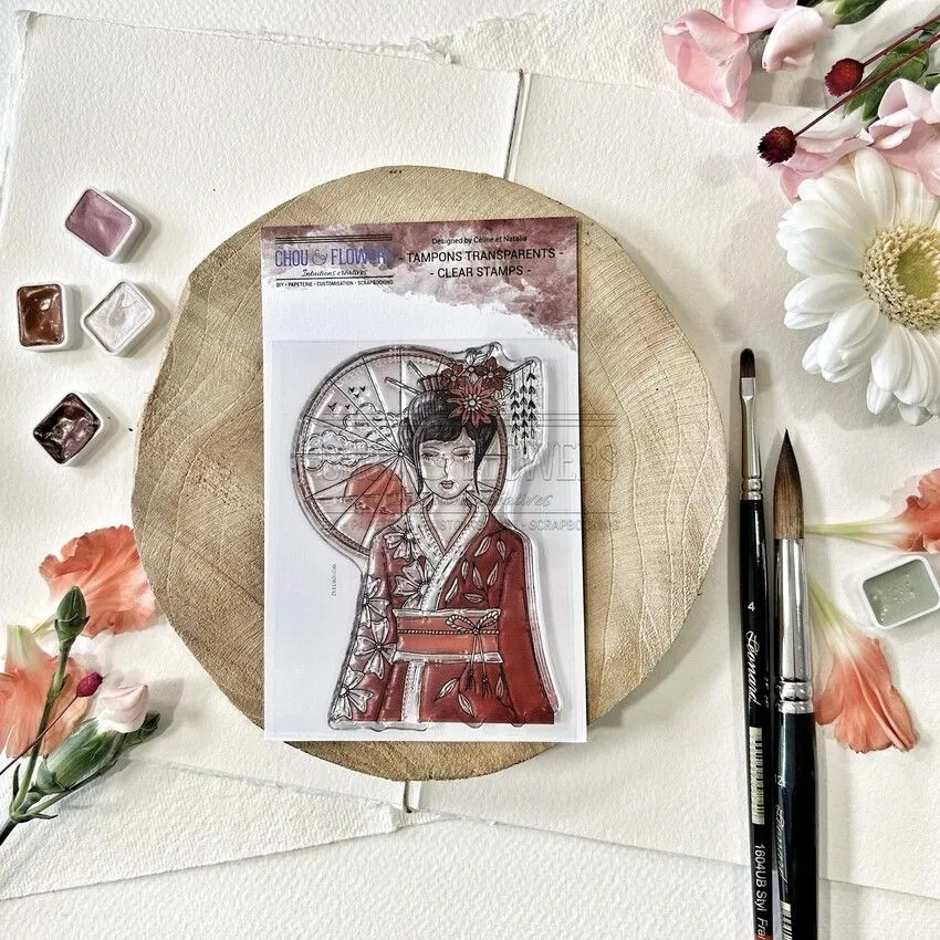 Tampon Clear Chou & Flowers Soleil Levant - Fille Ombrelle