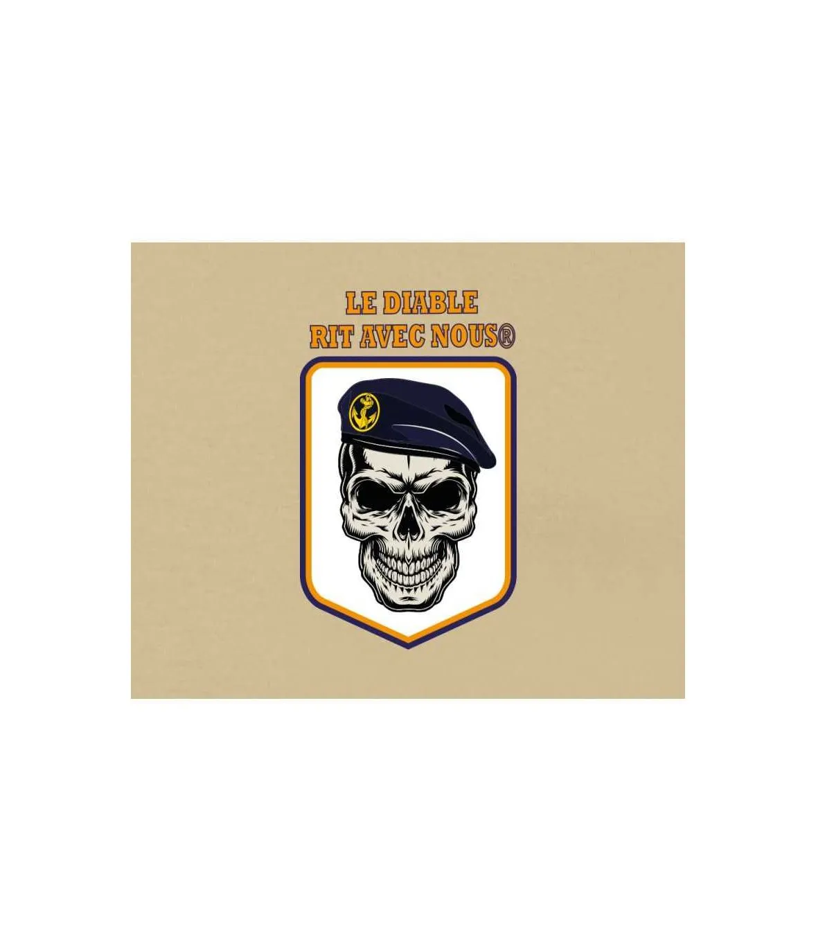 Tee-shirt coyote avec écusson Le diable rit avec nous TDM côté coeur - Army Design