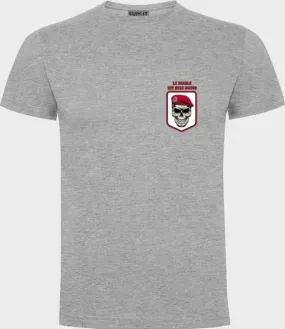 Tee-shirt gris chiné avec écusson Le diable rit avec nous Metro côté coeur - Army Design