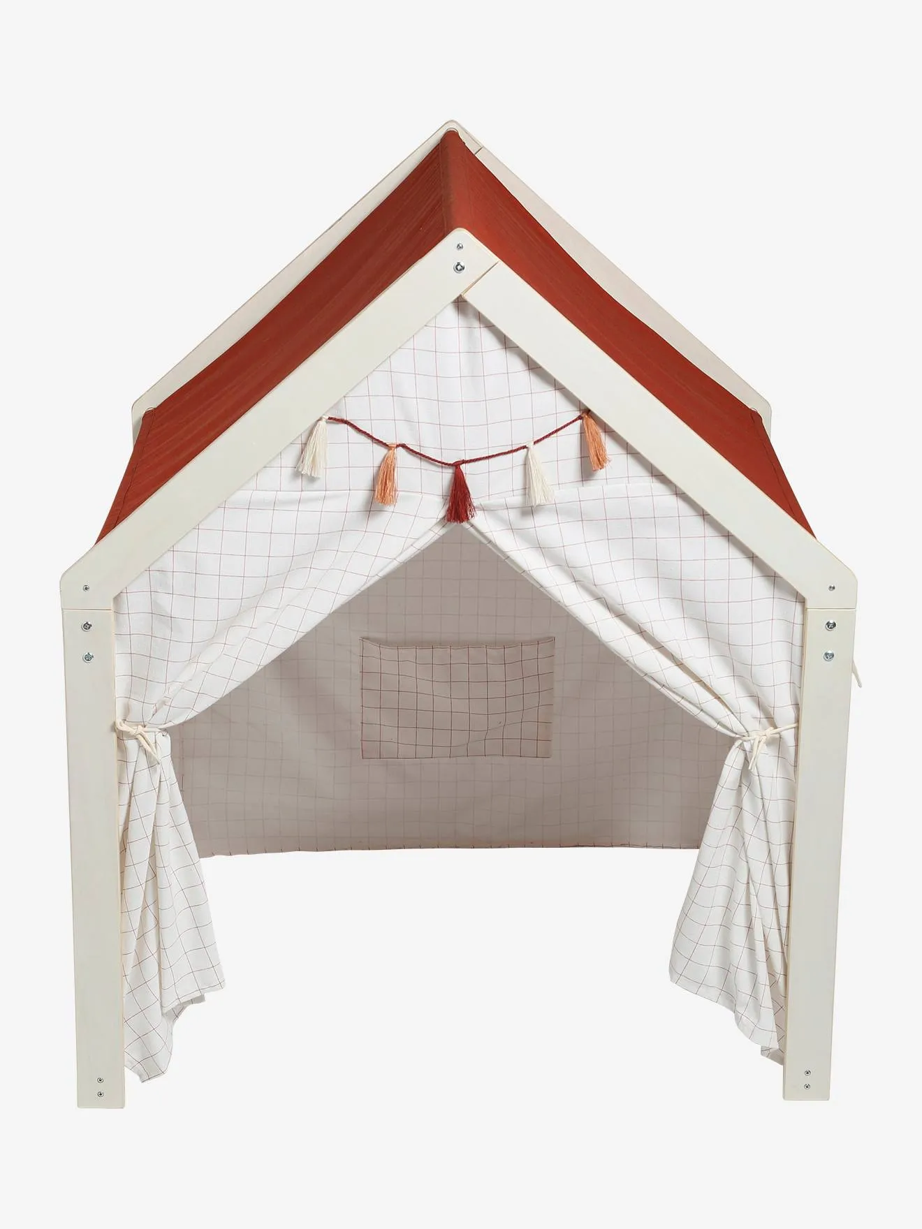 Tente maison en tissu et bois FSC® écru - Vertbaudet