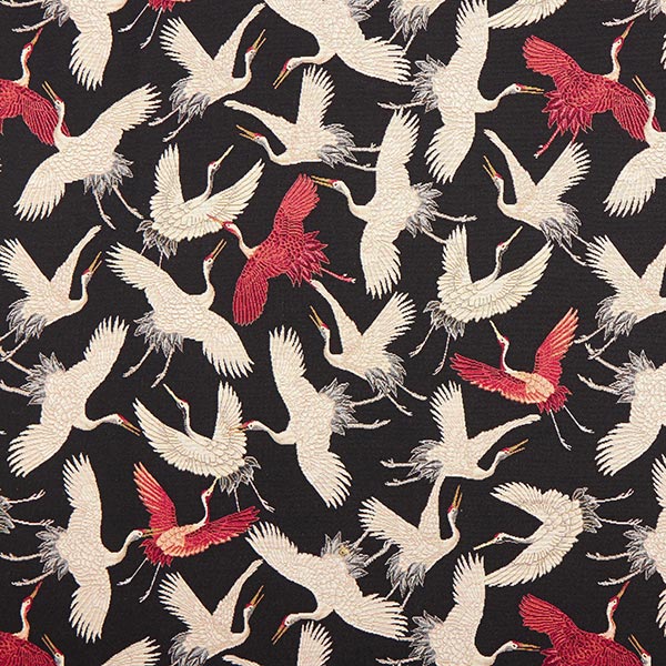 Tissu de décoration Gobelin grues – noir/blanc