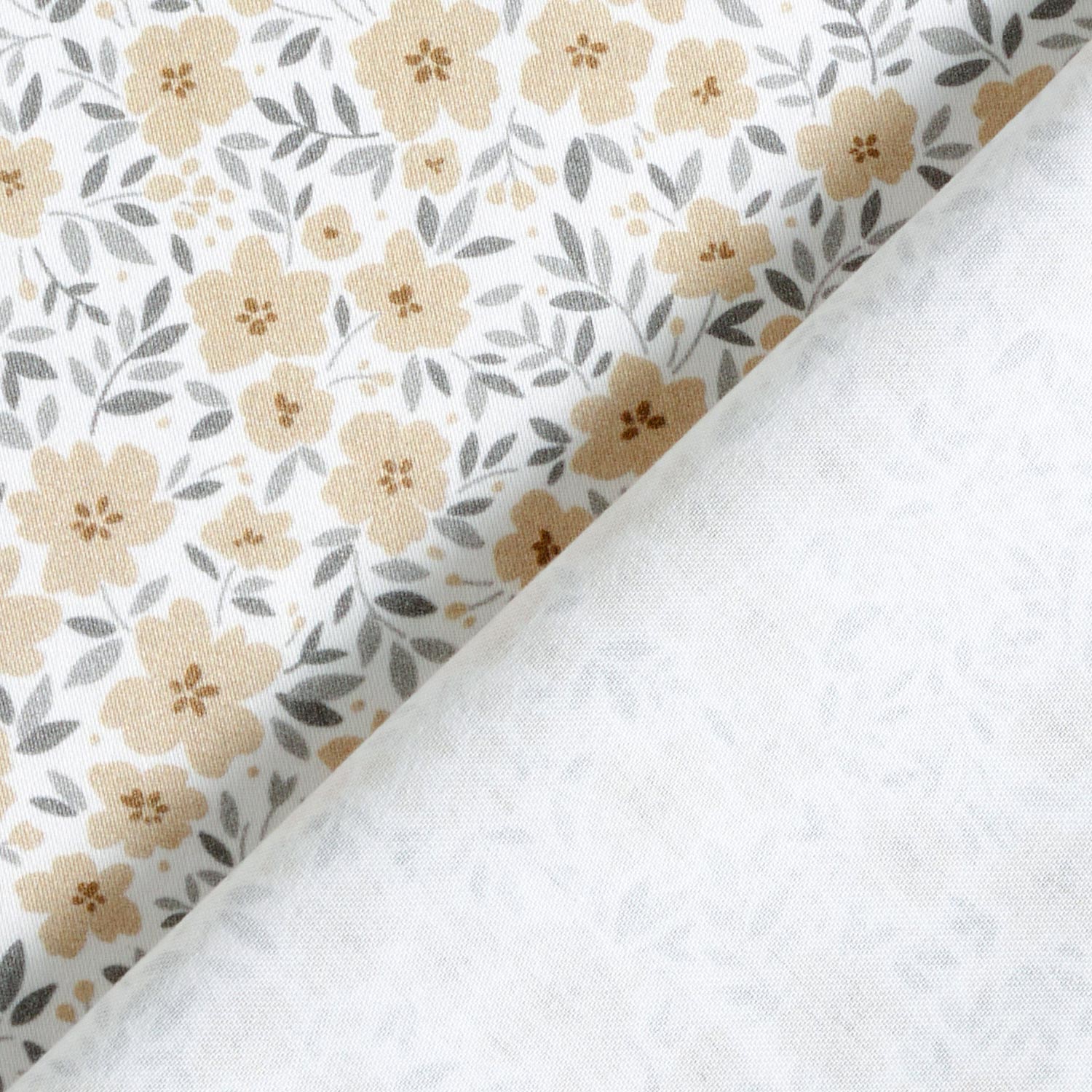 Tissu de décoration Satin de coton Mer de fleurs – noix de cajou/blanc