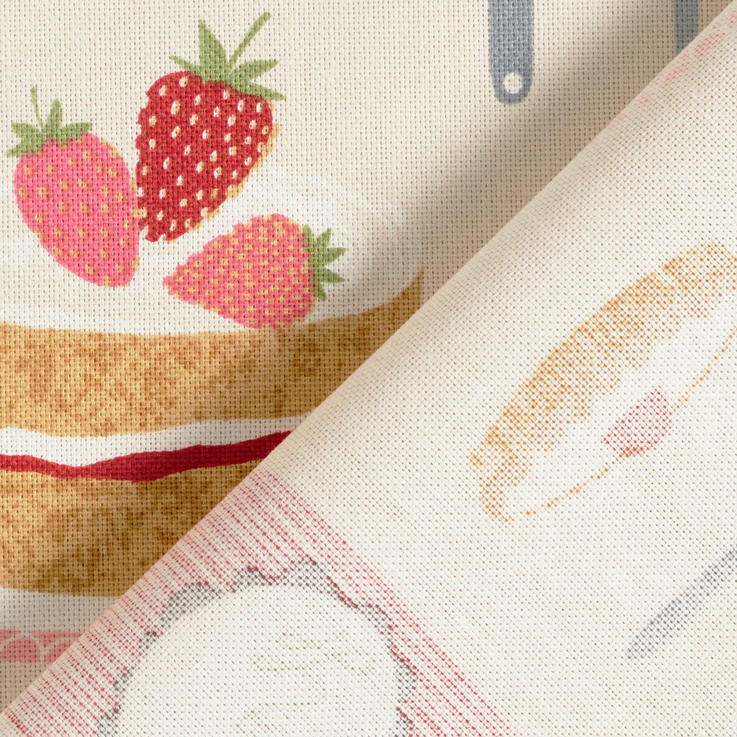 Tissu de décoration Semi-panama Gâteaux et tartelettes – beige clair/rose